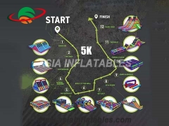 course féérique d'obstacles 5k, jeux de sport d'obstacles de course d'obstacles gonflables 5k élégant