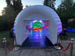 Tente gonflable blanche pour discothèque, dôme gonflable, avec éclairage LED